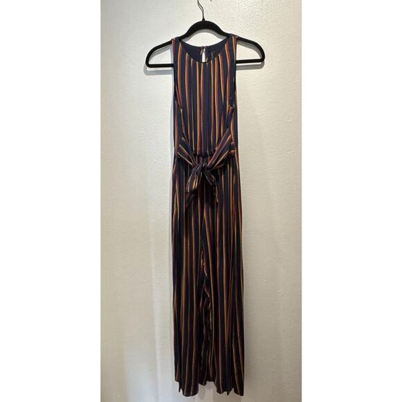 Plenty By Tracy Reese Size XS Navy Striped Wide Leg Jumpsuit Anthropologie Tie - Picture 1 of 9
